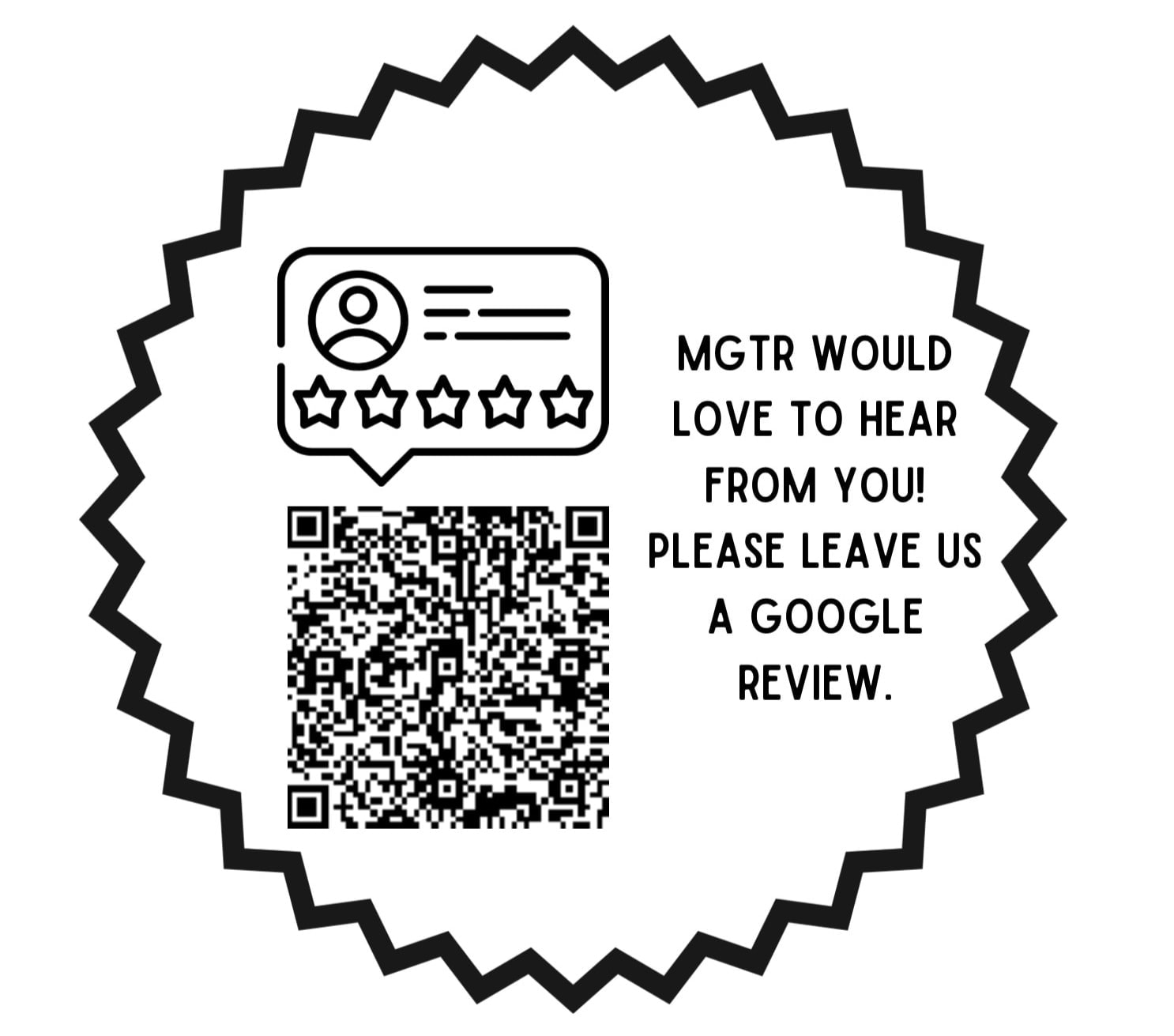 QR code to leave a Google review for Middle Ga Tent Rentals